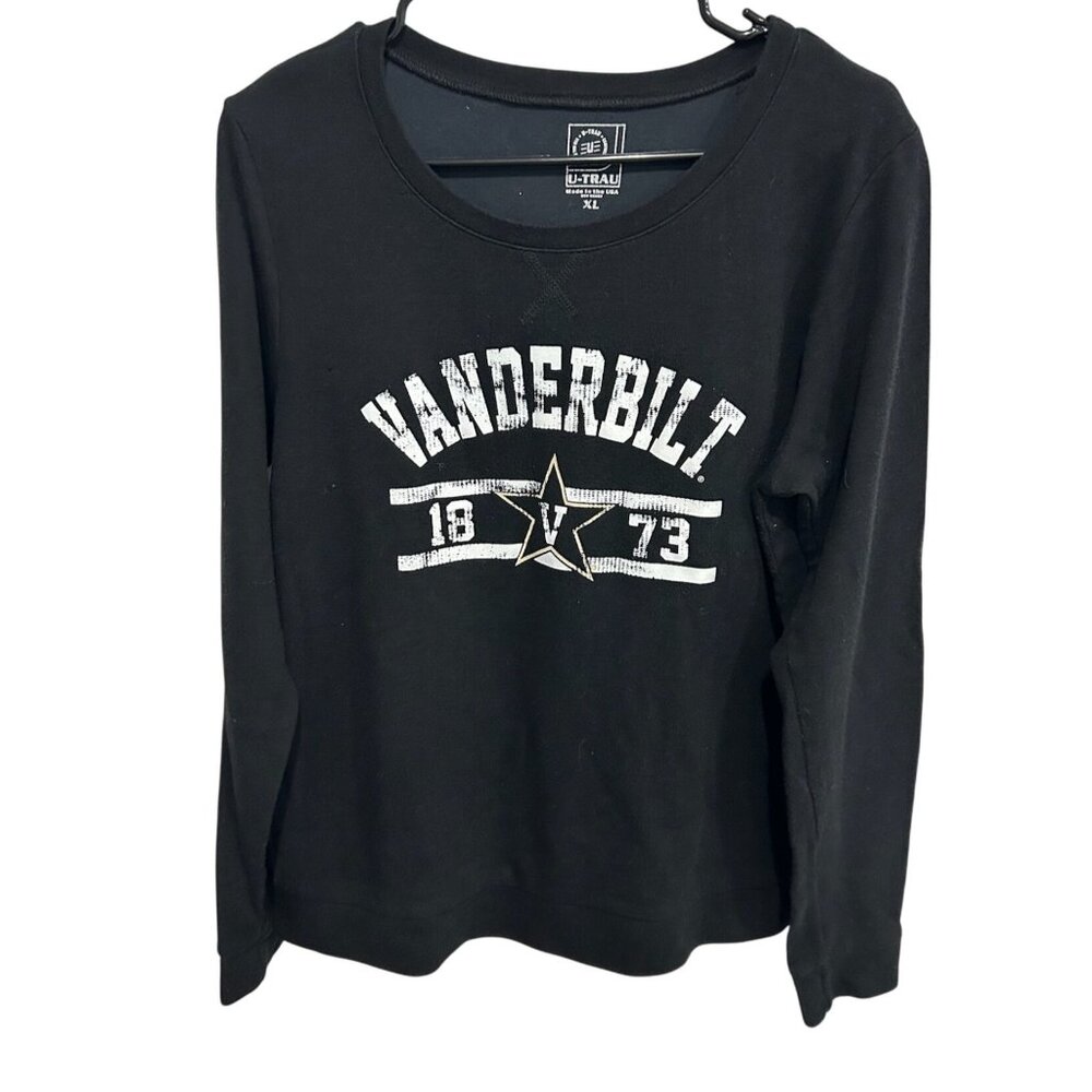 U-Trau Vanderbilt 1873 XL Long Sleeve Sweatshirt Black Retro Graphic Design